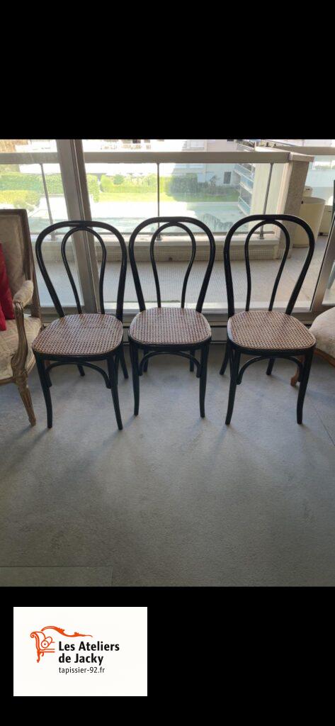 Réfection assise cannage chaise bistro Neuilly sur Seine 92200 hauts de Seine