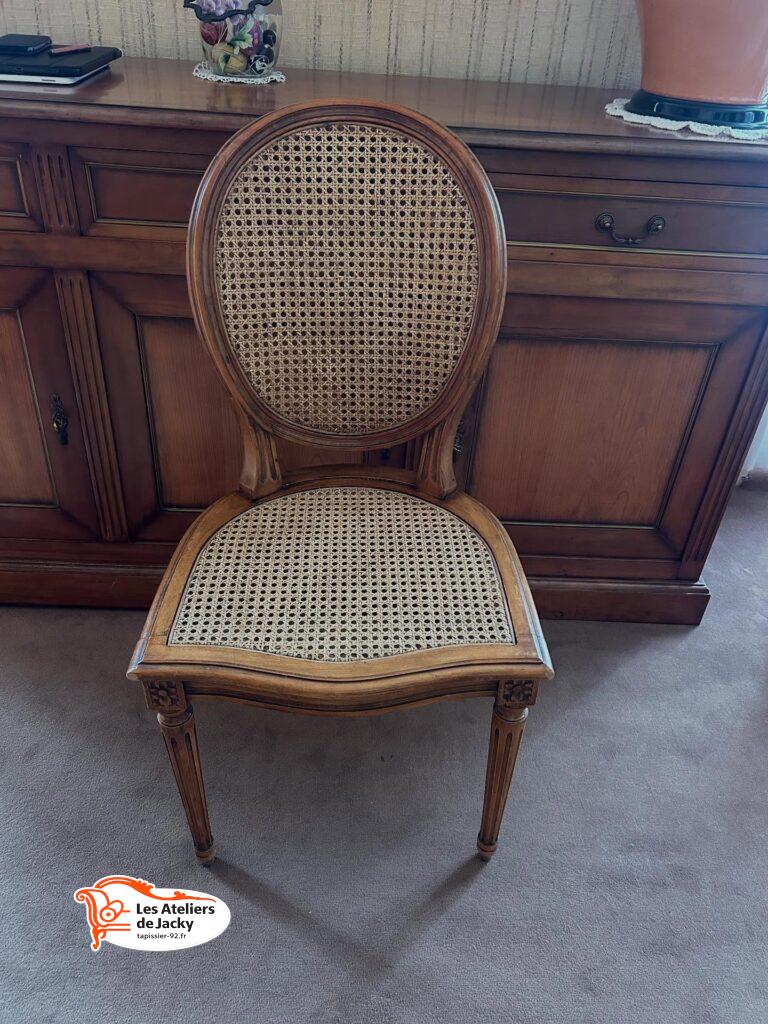 Réfection assise et dossier chaise en cannage Asnières sur Seine 92600 hauts de Seine 92