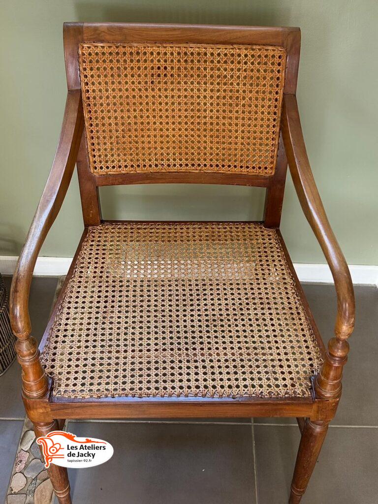 Réfection assise fauteuil en cannage avec teinte neuilly-sur-Seine 92200 hauts de Seine