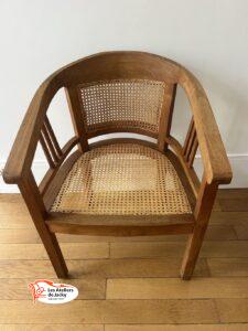 Fauteuil Bridge en bois – Réfection complète de l’assise en cannage traditionnel