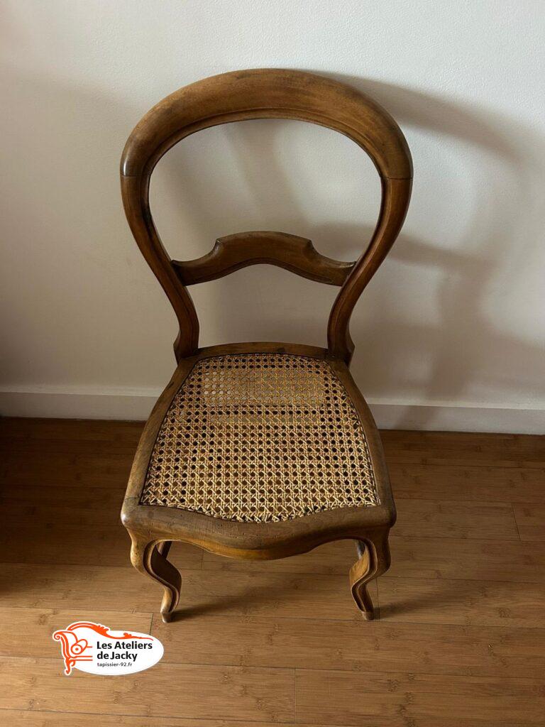 Réfection complète d’une chaise en cannage – Paris 16e