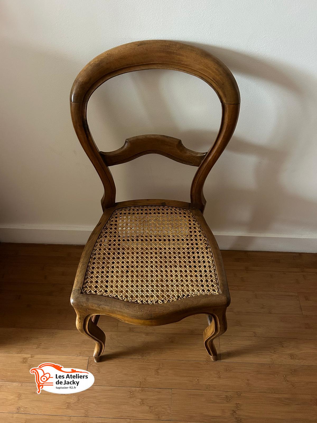 Réfection complète d’une chaise en cannage – Paris 16e