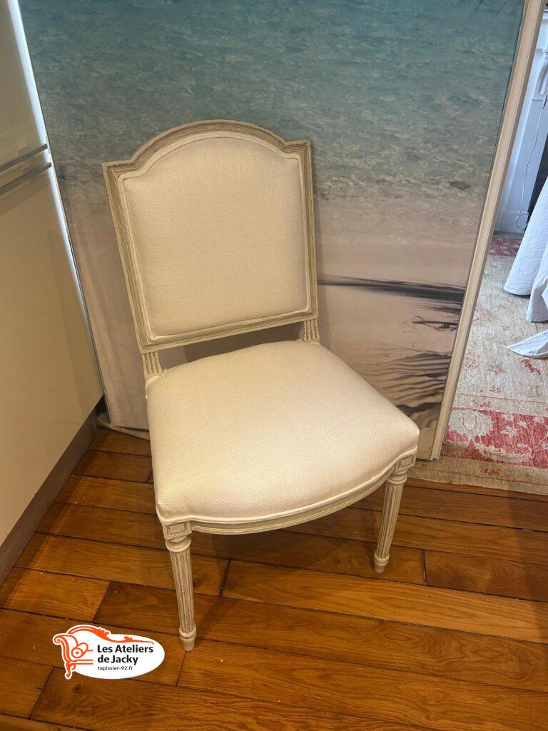 Titre de la réalisation Réfection de quatre chaises Louis XVI à Neuilly-sur-Seine
